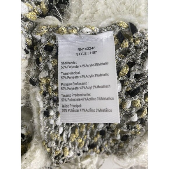 Anthropologie Moth Womens Crewneck Metallic Fringe Poncho Sweater Oversize Sz M - Picture 5 of 7